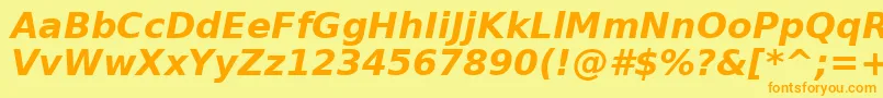 フォントVerabi – オレンジの文字が黄色の背景にあります。