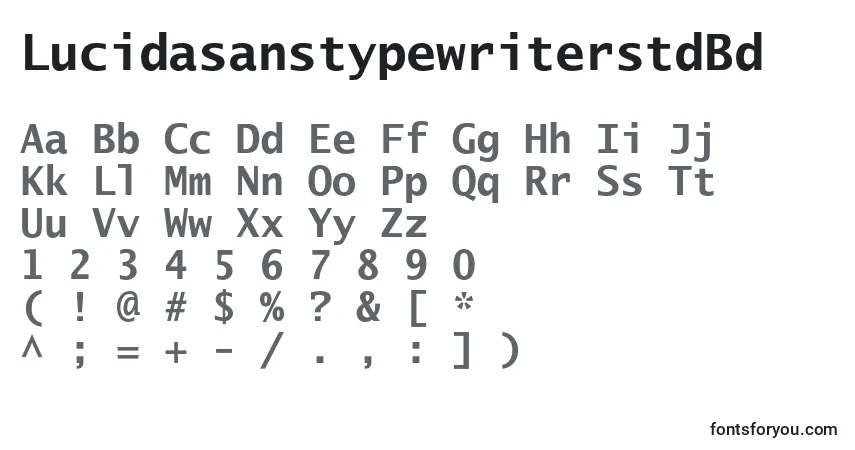 Czcionka LucidasanstypewriterstdBd – alfabet, cyfry, specjalne znaki
