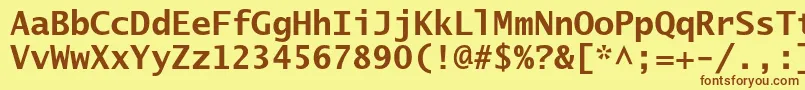 フォントLucidasanstypewriterstdBd – 茶色の文字が黄色の背景にあります。