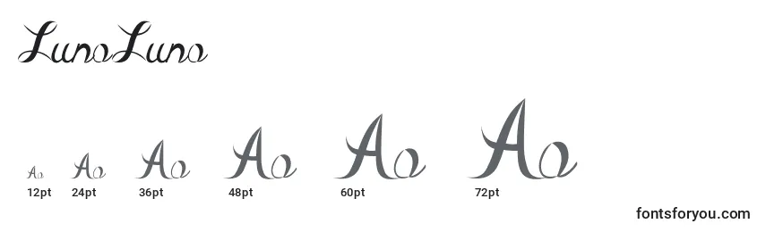 LunaLuna Font Sizes