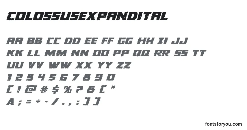 A fonte Colossusexpandital – alfabeto, números, caracteres especiais