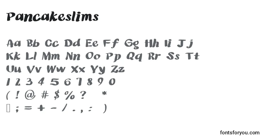 A fonte Pancakeslims – alfabeto, números, caracteres especiais