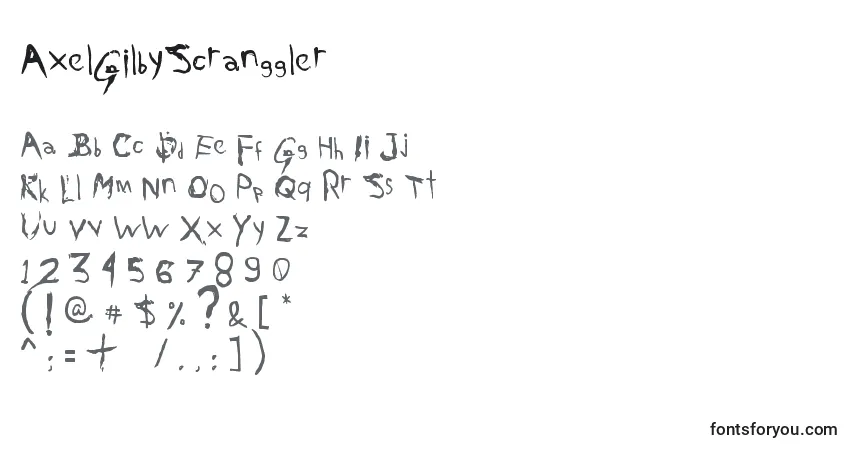 Шрифт AxelGilbyScranggler – алфавит, цифры, специальные символы