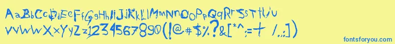 AxelGilbyScranggler Font – Blue Fonts on Yellow Background