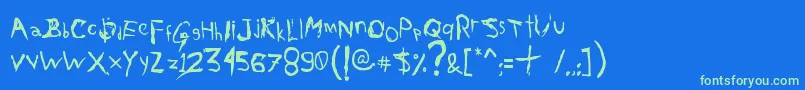 AxelGilbyScranggler Font – Green Fonts on Blue Background