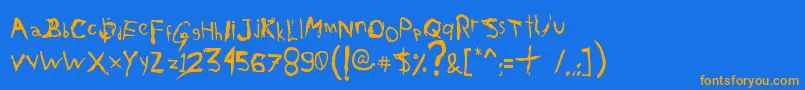 AxelGilbyScranggler Font – Orange Fonts on Blue Background