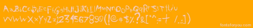 AxelGilbyScranggler-fontti – vaaleanpunaiset fontit oranssilla taustalla