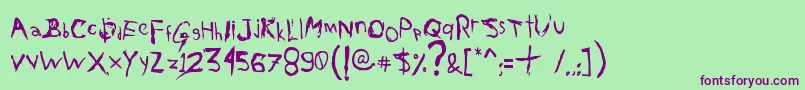 AxelGilbyScranggler Font – Purple Fonts on Green Background