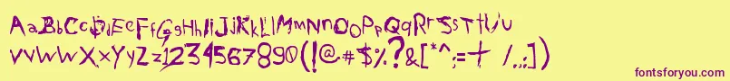 AxelGilbyScranggler Font – Purple Fonts on Yellow Background