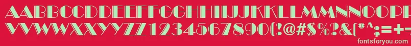 InviteEngravedSf-Schriftart – Grüne Schriften auf rotem Hintergrund