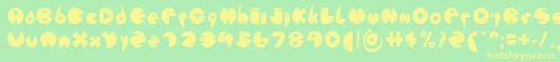 フォントFontLondonEyes2 – 黄色の文字が緑の背景にあります