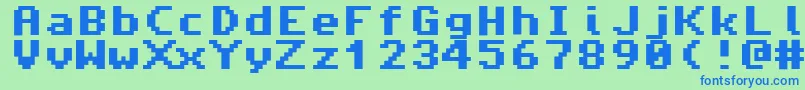 Amiga4ever Font – Blue Fonts on Green Background