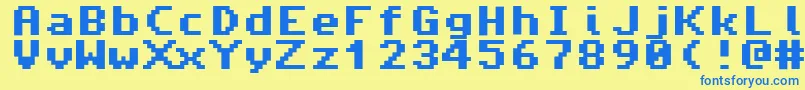 Amiga4ever Font – Blue Fonts on Yellow Background