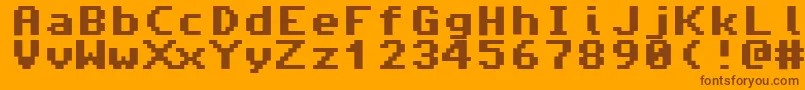 Amiga4ever-Schriftart – Braune Schriften auf orangefarbenem Hintergrund
