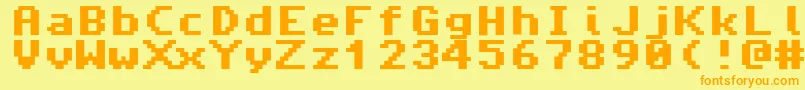 フォントAmiga4ever – オレンジの文字が黄色の背景にあります。