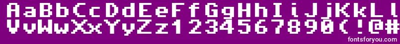 Amiga4ever-fontti – valkoiset fontit violetilla taustalla
