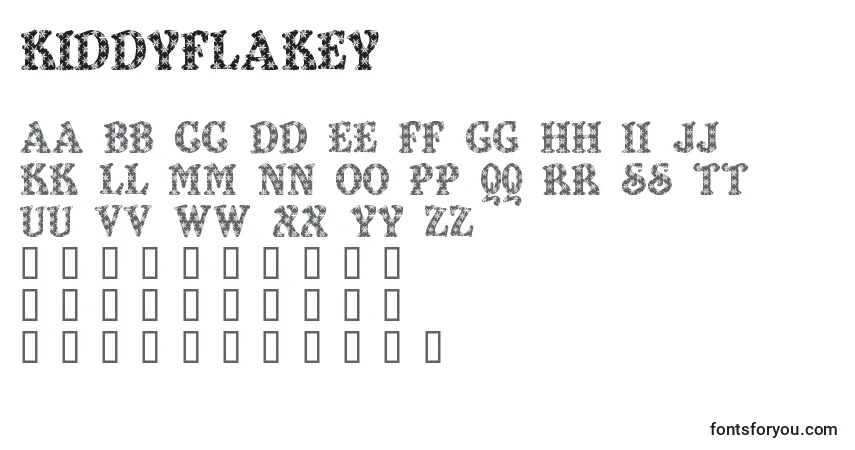 KiddyFlakey-fontti – aakkoset, numerot, erikoismerkit