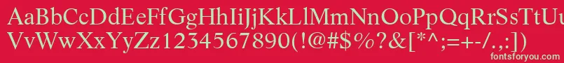 フォントLifeLtRoman – 赤い背景に緑の文字