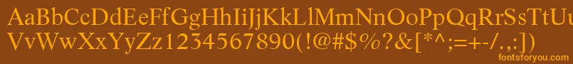 フォントLifeLtRoman – オレンジ色の文字が茶色の背景にあります。