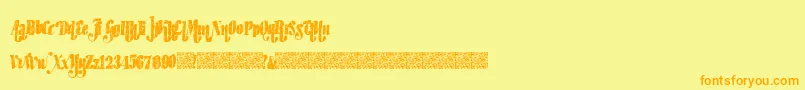 フォントHipsterfactory – オレンジの文字が黄色の背景にあります。
