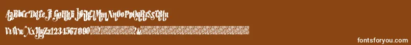 Hipsterfactory-Schriftart – Weiße Schriften auf braunem Hintergrund