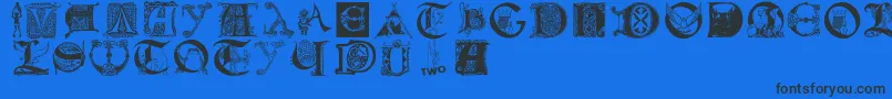 Lettersbats-Schriftart – Schwarze Schriften auf blauem Hintergrund