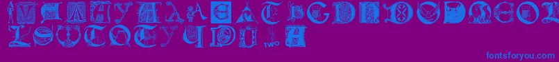 フォントLettersbats – 紫色の背景に青い文字