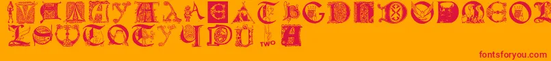 Czcionka Lettersbats – czerwone czcionki na pomarańczowym tle