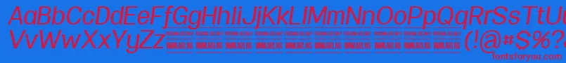 Więcej informacji o czcionce SpecifypersonalNormmediumitalic Czcionka SpecifypersonalNormmediumitalic – czerwone czcionki na niebieskim tle
