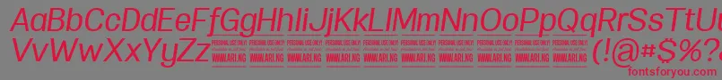 フォントSpecifypersonalNormmediumitalic – 赤い文字の灰色の背景