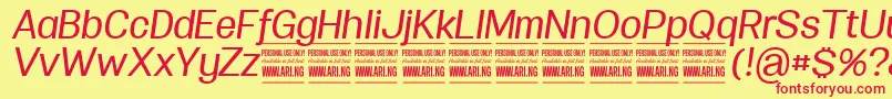 SpecifypersonalNormmediumitalic Font – Red Fonts on Yellow Background