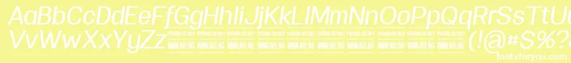 Czcionka SpecifypersonalNormmediumitalic – białe czcionki na żółtym tle