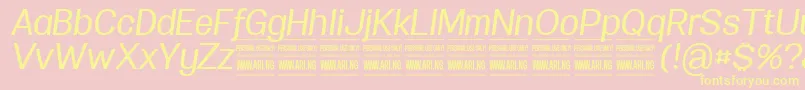 Fonte SpecifypersonalNormmediumitalic – fontes amarelas em um fundo rosa