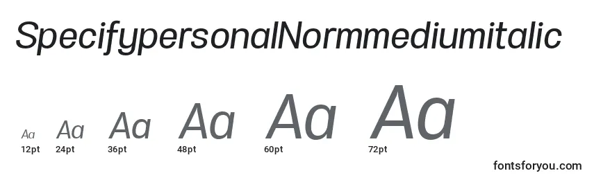 SpecifypersonalNormmediumitalic Font Sizes