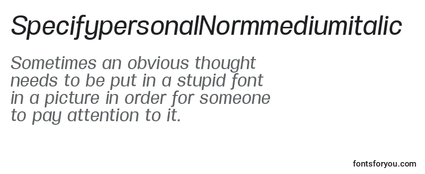 SpecifypersonalNormmediumitalic Font