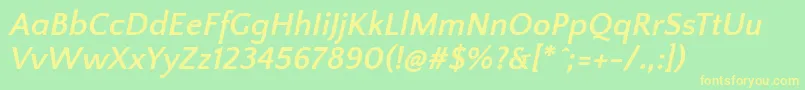 QuattrocentosansBolditalic Font – Yellow Fonts on Green Background