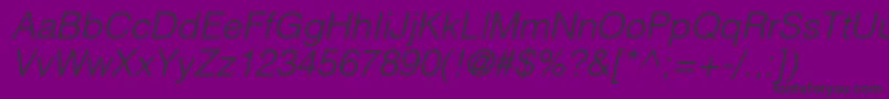 Czcionka ContextLightSsiLightItalic – czarne czcionki na fioletowym tle