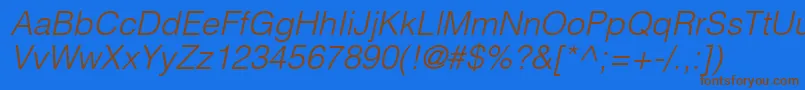 Fonte ContextLightSsiLightItalic – fontes marrons em um fundo azul