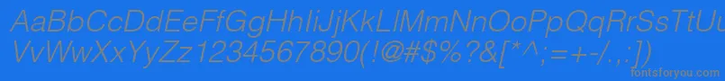 ContextLightSsiLightItalic-Schriftart – Graue Schriften auf blauem Hintergrund