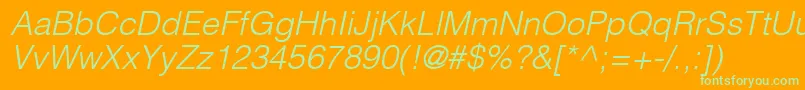 ContextLightSsiLightItalic-fontti – vihreät fontit oranssilla taustalla