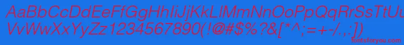 Police ContextLightSsiLightItalic – polices rouges sur fond bleu