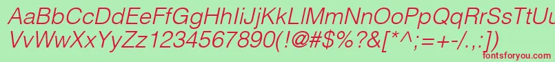 フォントContextLightSsiLightItalic – 赤い文字の緑の背景