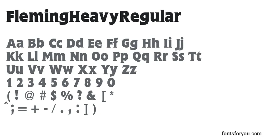 Czcionka FlemingHeavyRegular – alfabet, cyfry, specjalne znaki
