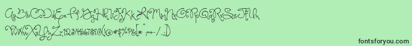 Fonte OneStarryNightFont – fontes pretas em um fundo verde