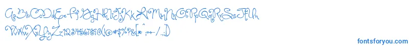 Fonte OneStarryNightFont – fontes azuis em um fundo branco