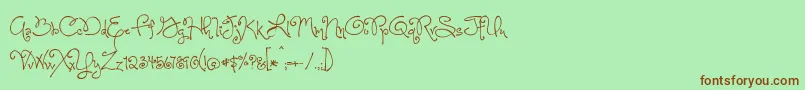 OneStarryNightFont Font – Brown Fonts on Green Background