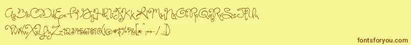 OneStarryNightFont Font – Brown Fonts on Yellow Background