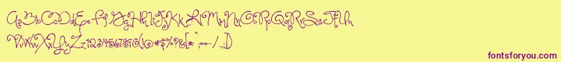 OneStarryNightFont Font – Purple Fonts on Yellow Background