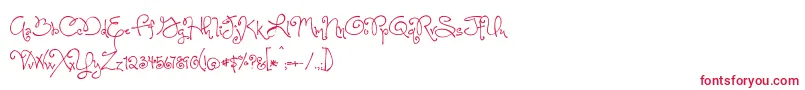 OneStarryNightFont Font – Red Fonts on White Background