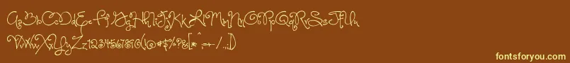 OneStarryNightFont Font – Yellow Fonts on Brown Background